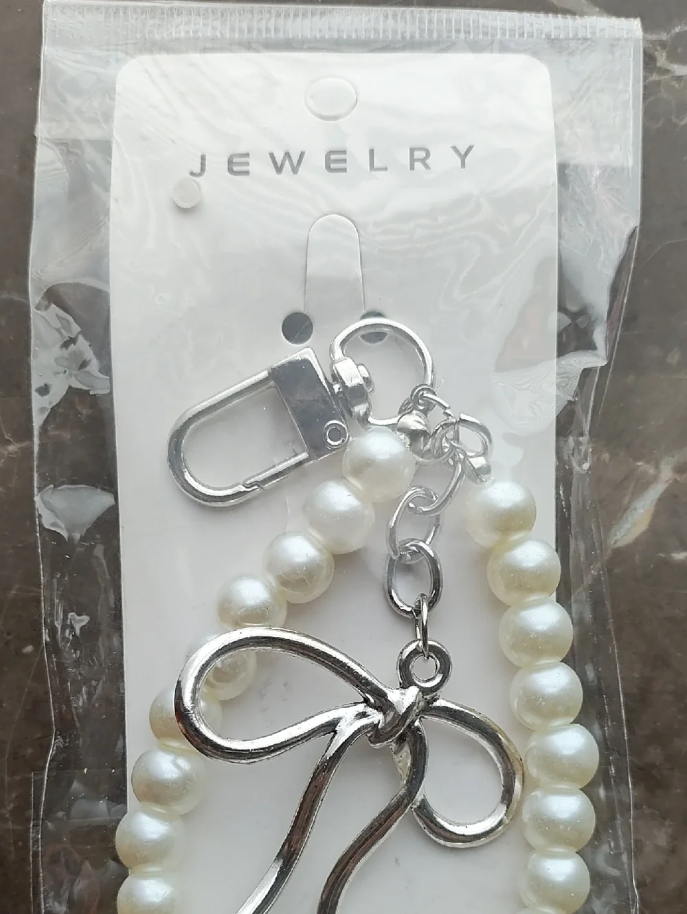 Pearl Bead Bow Keychain Charm NEW